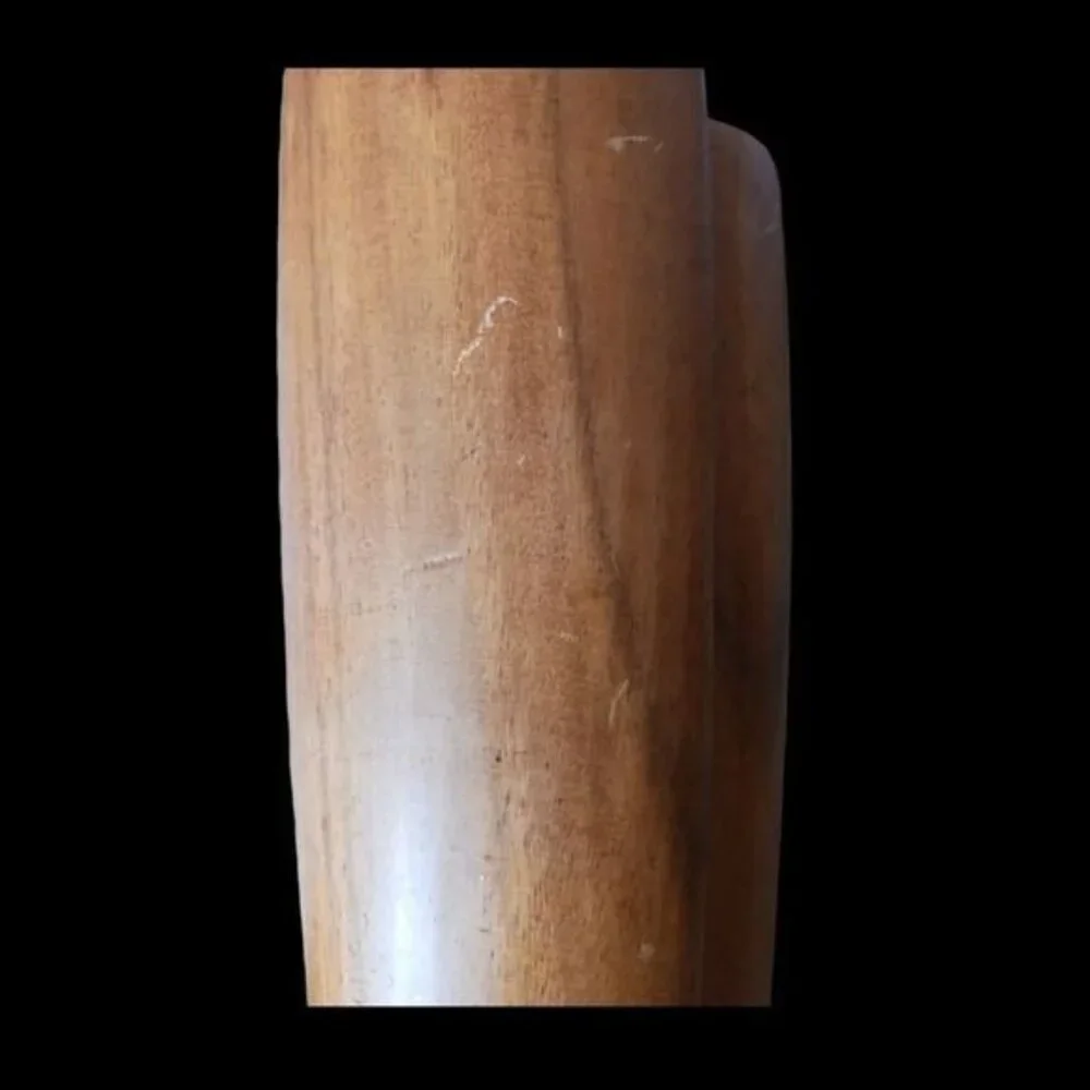 VTG wood vase asymetrical cylinder shape vase